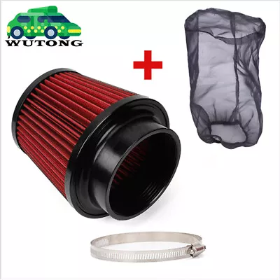 4inch 100mm Red High Flow Inlet Cold Air Intake Cone Replacement Dry Air Filter • $21.95