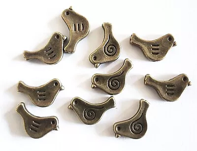 10 Antique Bronze Bird Spacer Beads 15mm • £2.59