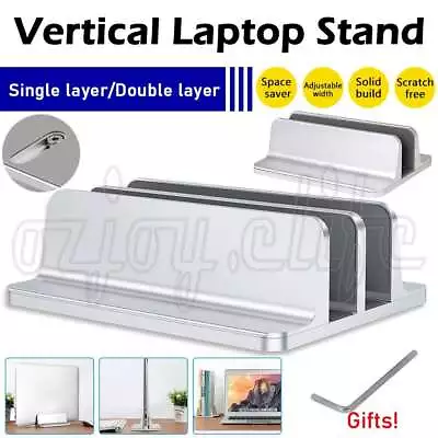 Aluminum Vertical Laptop Stand Desktop Holder Space-Save For IPad Notebook New • $17.85