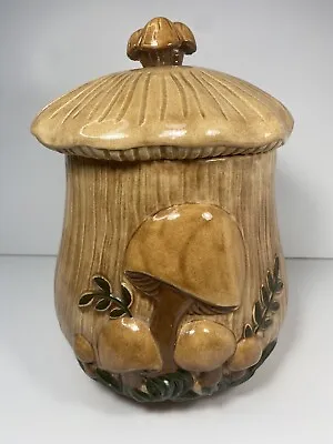 Arnels Mushroom Ceramic 11 Inch Cookie Jar / Canister Tan Mushroom Cap • $58.16