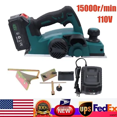 110V Electric Cordless Planer Tool Set 15000r/min With Lithium Battery Charger • $110