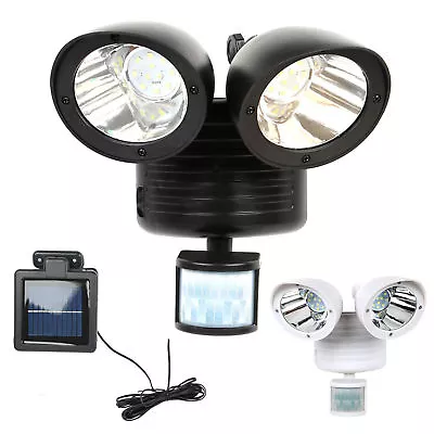 New Solar Powered Motion Sensor Security Light 22 SMD LED Dual Head Waterproof • $14.99