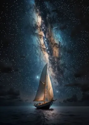 Sail Boat Milky Way PREMIUM POSTER FILM PRINT HIGH QUALITY Thick Paper • $6.26