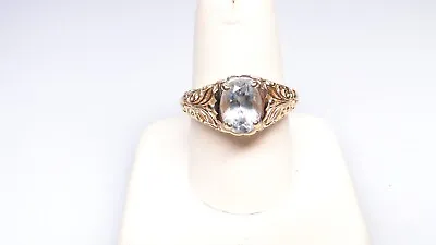 Lovely 14K Gold Filigree Aquamarine Ring Size 6 • $275