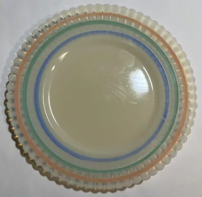 Vintage Macbeth Evans Cremax Pastel Banded Petalware 8” Plate ! • $14