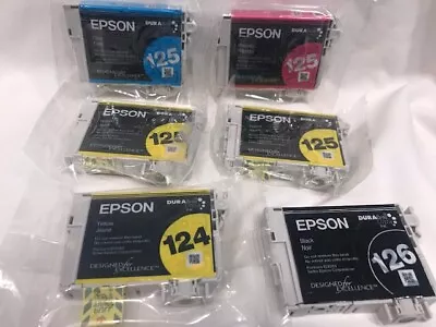 Epson 124125 & 126 Std Capacity Magenta Yellow Black & Cyan Ink Cartridges • $15