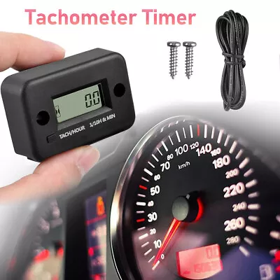 Digital 2/4 Stroke Tachometer Chainsaw Engine Tach Hour Meter Lawn Mower Black • $13.15