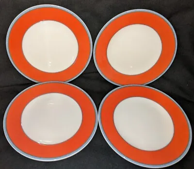 Set Of 4 VILLEROY & BOCH Tipo Viva RED RIM Bread Butter / Dessert PLATES 6 5/8  • $49.95