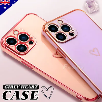 $5.95 • Buy Cute Heart Shockproof Case For IPhone14 13 12 11 Pro Max XR 8 7 SE X XS MAX Mini