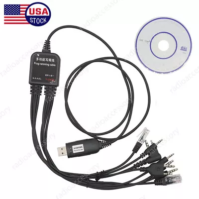 8 In1 USB Programming Cable Writing Cord For Motorola ICOM Kenwood Baofeng YAESU • $11.99