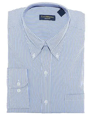 Club Room Blue Striped Slim Fit 100% Cotton Mens Dress Shirt Size 15.5 32/33 • $5.99