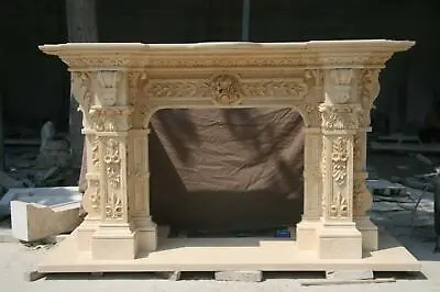 Inincredible Carved Marble Victorian European Fireplace Mantel - Mnt8 • $8500