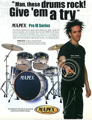 2002 Print Ad Of Mapex Pro M Series Drum Kit W Glen Sobel Of Beautiful Creatures • $9.99