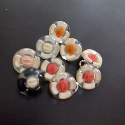 Chanel Buttons Set Of 9 Vintage Camelia Clear Pearls Size 12mm. • £75