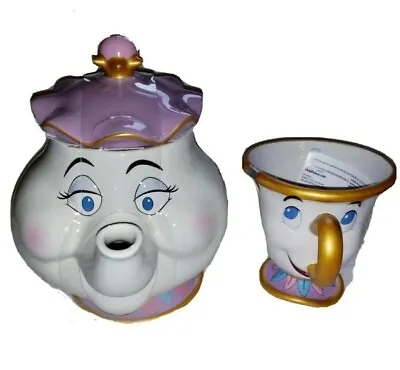  💜 Disney Store Mrs Potts Teapot & Chip Set Beauty And The Beast  • $122.99