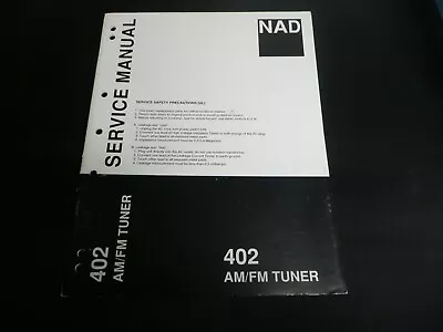 Genuine Factory NAD 402 Tuner FM  Service Manual Schematic  Unused • $4.99