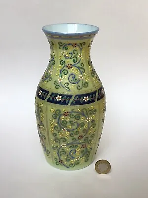 £150 • Buy Antique 8” THOMAS WEBB MOROCCAN TAPESTRY Gilded Enamel Floral Glass Vase, 19th C