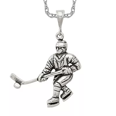 925 Sterling Silver Vintage Hockey Goalie Stick Puck Glove Player Necklace ... • $229