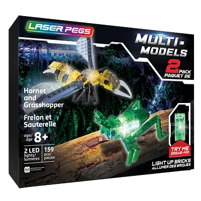 Laser Pegs Multi-Models Hornet & Grasshopper Light-up Building Set 52006 • $39.38