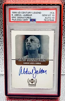 RARE Kareem Abdul Jabbar 1999 Upper Deck Epic Signatures Auto PSA GEM 10 POP 2! • $1075