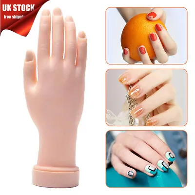 Flexible Nail Art Fake Hand Display Model Manicure Training Practice Reusable UK • £10.45