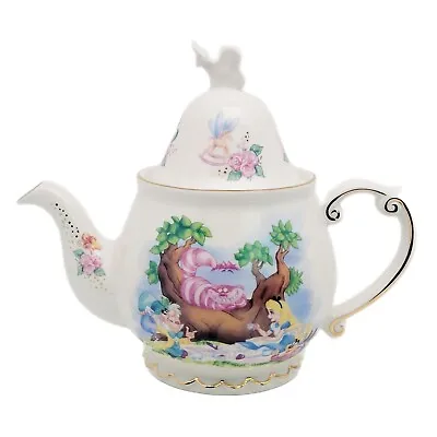 Disney Parks Alice In Wonderland Mad Hatter Cheshire Cat Porcelain Teapot Kettle • $55
