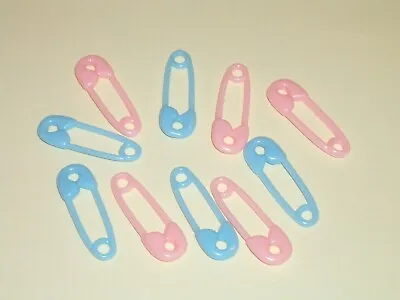 10 Nappy Diaper Pins Blue Pink Baby Toppers Cards Embellishments Crafts • £1.39