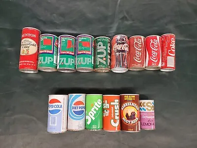 Vintage Soda Pop Cans 7UP Pepsi Sprite Crush Coca-Cola Misc Mixed Lot Of 15 • $63