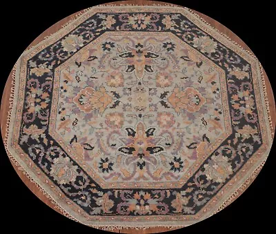 Floral Heriz Serapi Oriental Octagon Rug 6'x6' Handmade Wool Home Decor Carpet • $519