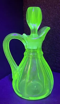 Vintage Green Uranium/Vaseline Glass Cruet With Stopper • $21.50