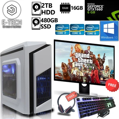 £268.99 • Buy Gaming PC Bundle I3 I5 I7 Desktop Gaming Computer PC 16GB RAM GTX 1660 Windows10