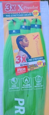 $8.99 • Buy X-pression Expression 100% Kanekalon 3X Braiding Hair Pre-Stretched 58  Green