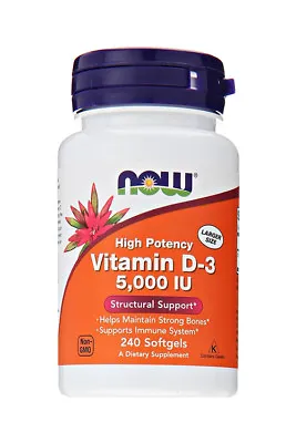 Now Foods - High Potency Vitamin D-3 5000 IU 240 Softgels  • $12.99