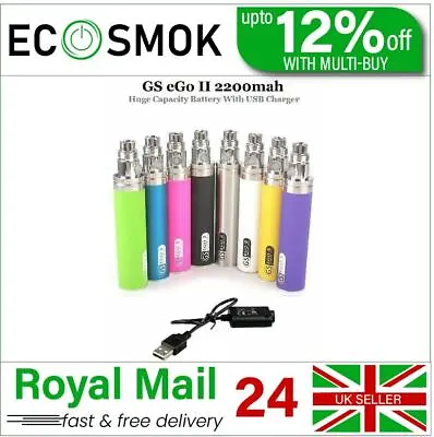 Genuine GS EGO 2 II 2200 MAh Battery With Free USB Charger And Scratch Code • £3.49