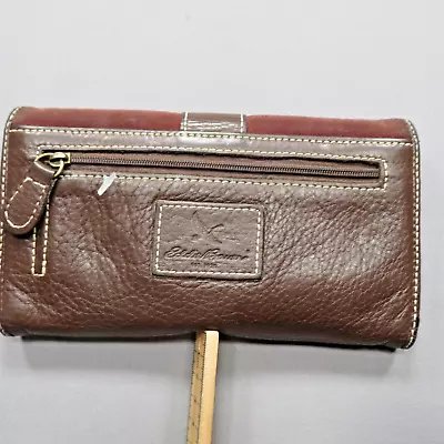 Eddie Bauer Suede Brown Leather Bifold Credit Card Wallet • $18.88