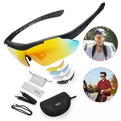 5 In 1 Set Outdoor Sports Cycling Sunglasses UV400 Glasses Mountain Bike Goggles • $18.78