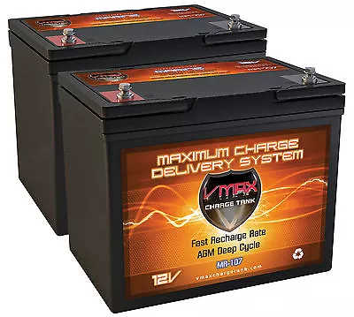 QTY2 VMAX MR107-85 12V AGM Grp 24 Batteries For Minn Kota 24V 68lbTrolling Motor • $489.95