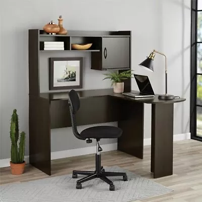 Computer Desk L Shaped Corner Home Office Workstation Table With Hutch Espresso • $186.13