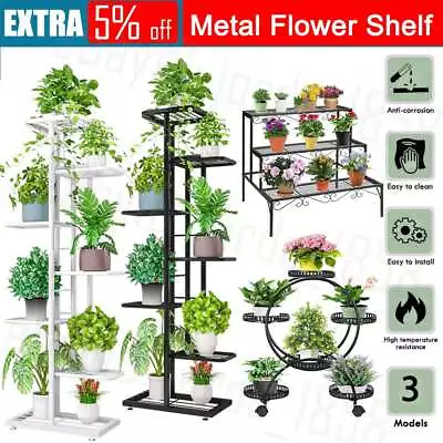 Garden Plant Stand Outdoor Indoor Metal Flower Pots Rack Corner Planter Shelf AU • $36.99