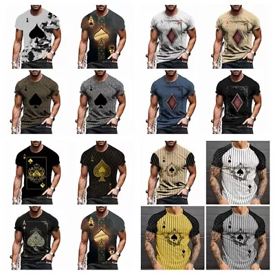 T-Shirt Men's Playing Card Fashion Poker Graphic Print Party Silky Soft T Shirts • $18.86