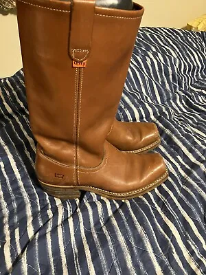 Levis Vintage 70s 80 Brown Leather Campus Boots Western Cowboy Men  9M • $45