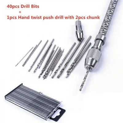 40x Mini Precision Pin Vise Micro Hand Drill Twist Bit Set Kit For Rotary Tools • $10.92