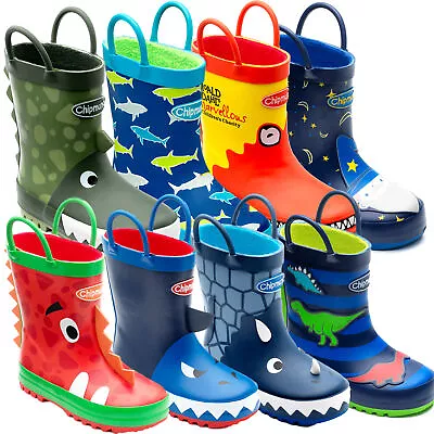 £12.99 • Buy Boys Kids Chipmunks Infants/Junior Wellies Wellington Boots Sizes 4 To 2