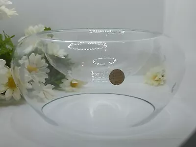 Princess House Large Crystal Bowl NIB Romania Concave Middle Etched Glass Flower • $49