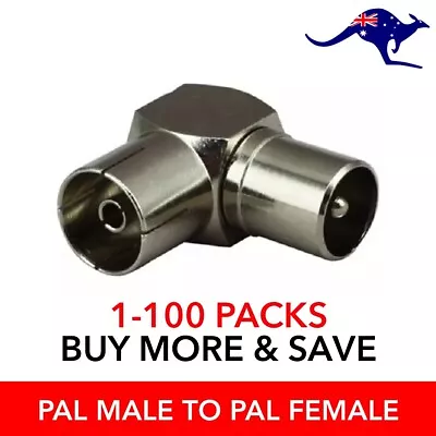 $4.30 • Buy 90 Degree Right Angle TV Aerial PAL Connector Adapter RF Coaxial TV Cable AU