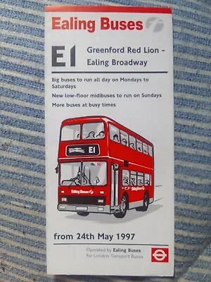 London Bus Timetable Leaflet Route E1 • £2