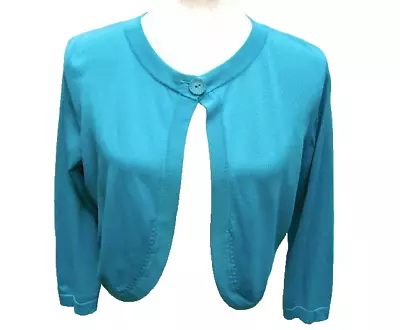 Turquoise Blue Bolero Top Rayon/Nylon Knit Amanda Smith Size M New W/defects • $11.99