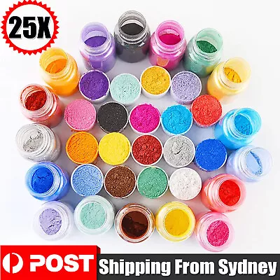 25PCS Pigment Powder Epoxy Resin Dye Pearl Natural Mica Mineral Mixed Color Set • $21.69