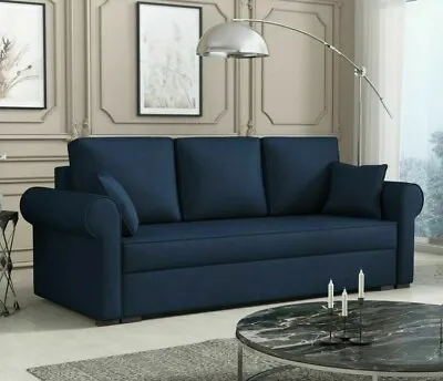 Sofa Bed With Storage Container Fabric Sleep Function New Springs OLIMPIA • £470