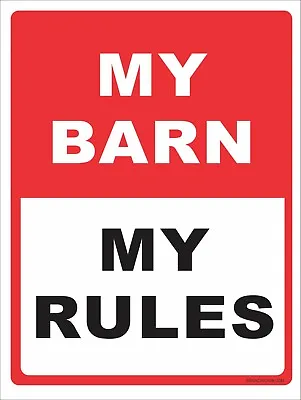 Barn Decor Door Sign Farmhouse Farm Horses My Barn My Rules Funny Sign • $14.99